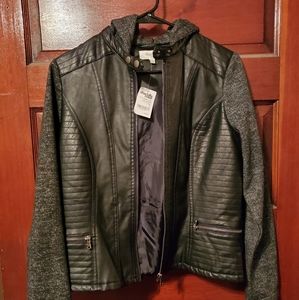 Hooded leather jacket